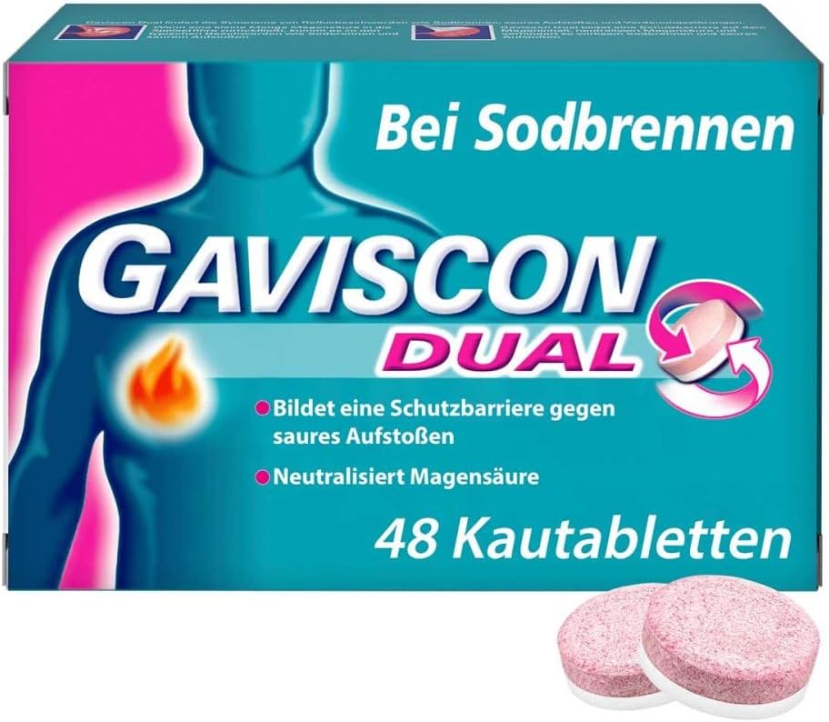 Gaviscon Dual Action – tablete za žvakanje za brzo olakšanje žgaravice i refluksa (48 komada)
