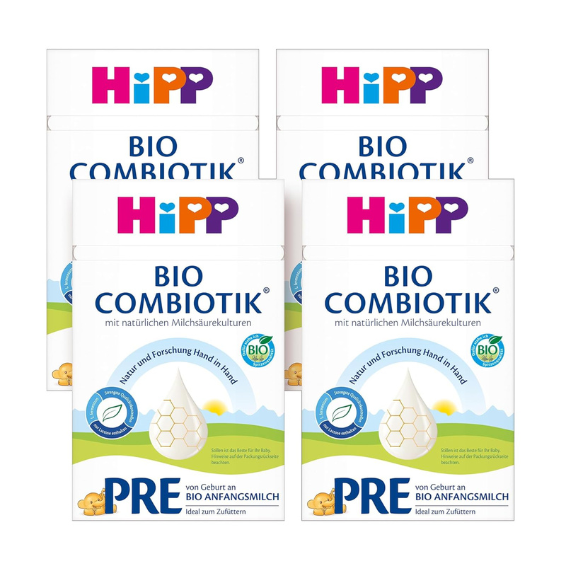HiPP PRE Bio Combiotik – početno organsko adaptirano mlijeko od rođenja, s prirodnim mliječnim kulturama, samo laktoza (4 x 600 g)